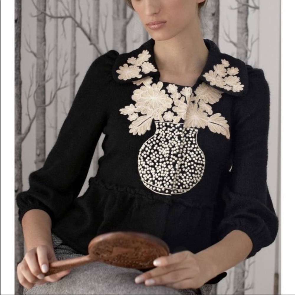 Anthropologie Leifsdottir Flower Vase Cardigan Sweater XS